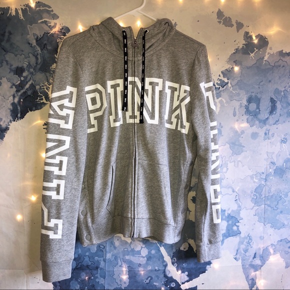 PINK Victoria's Secret Tops - NWOT VS PINK Grey Zip-Up Sweatshirt Size M
